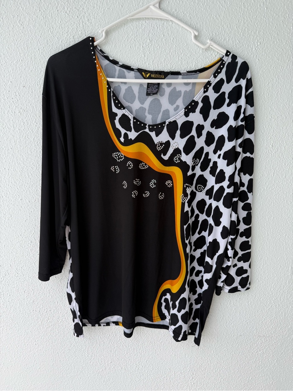 Valentina Black, White & Mustard Animal Print Long Sleeve Tunic